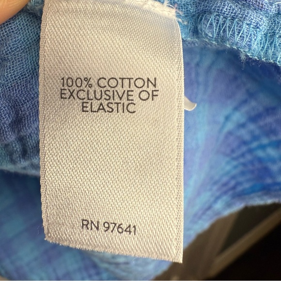 J. Jill Blue and Lilac Checkered 100% Cotton Gauze Blouse Size Large Petite EUC - Picture 7 of 7